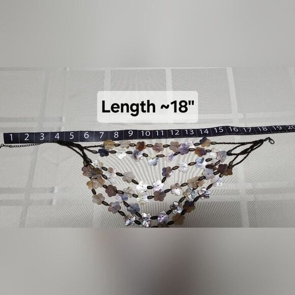 Statement Necklace Brown Beads Floral Shapes Lobster Claw Closure 10 in drop - Picture 8 of 10